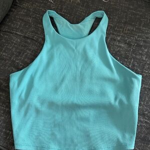 Turquoise Ribbed Athletic Tank Top